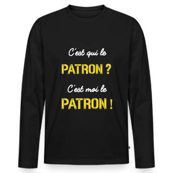 c est qui le patron jaune - T-shirt manches longues Premium bio Homme - noir - Devant - Nico (187cm)