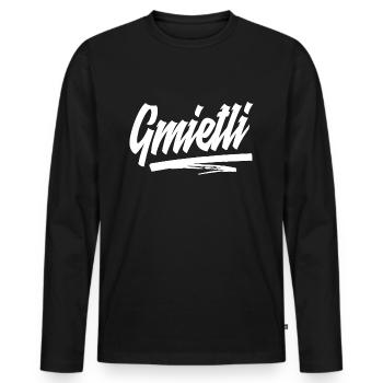 GMIETLI - Männer Premium Bio Langarmshirt - Schwarz - Vorne - Nico (187cm)