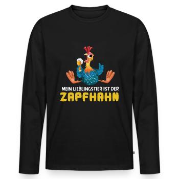 Mein Lieblingstier ist der Zapfhahn Bier Saufen - Männer Premium Bio Langarmshirt - Schwarz - Vorne - Nico (187cm)