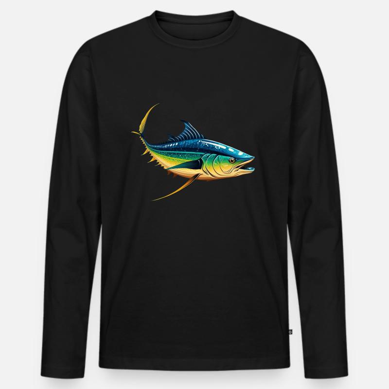Thunfisch - Männer Premium Bio Langarmshirt - Schwarz
