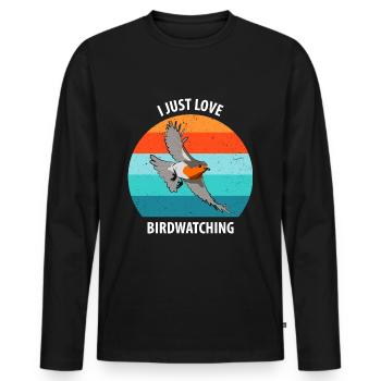Observation des oiseaux Observation des oiseaux Observation des oiseaux - T-shirt manches longues Premium bio Homme - noir - Devant - Nico (187cm)