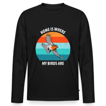 Observation des oiseaux Observation des oiseaux Observation des oiseaux - T-shirt manches longues Premium bio Homme - noir - Devant - Nico (187cm)