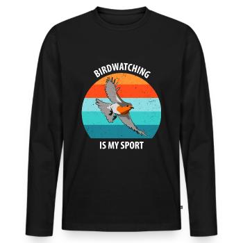 Observation des oiseaux Observation des oiseaux Observation des oiseaux - T-shirt manches longues Premium bio Homme - noir - Devant - Nico (187cm)