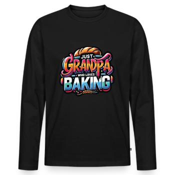Grandpa is a baker, our grandpa likes to bake - Men's Premium Organic Long Sleeve Shirt - black - Front - Nico (187cm)