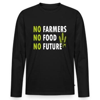 No Farmers No Food No Future - Männer Premium Bio Langarmshirt - Schwarz - Vorne - Nico (187cm)