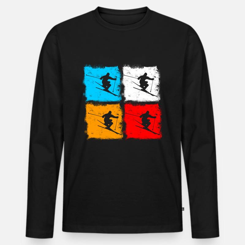 Ski cooles sylisches ausgefallenes - Männer Premium Bio Langarmshirt - Schwarz