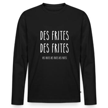 frites des frites humour - T-shirt manches longues Premium bio Homme - noir - Devant - Nico (187cm)