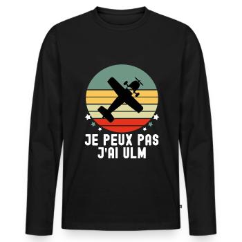 je peux pas j ai ulm humour ulm vintage - T-shirt manches longues Premium bio Homme - noir - Devant - Nico (187cm)