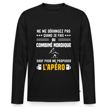 combiné nordique ne dérangez pas sauf apéro - T-shirt manches longues Premium bio Homme - noir - Devant - Nico (187cm)