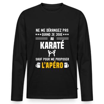karaté art martial ne dérangez pas sauf apéro - T-shirt manches longues Premium bio Homme - noir - Devant - Nico (187cm)