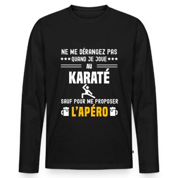 karaté combat ne dérangez pas sauf apéro - T-shirt manches longues Premium bio Homme - noir - Devant - Nico (187cm)