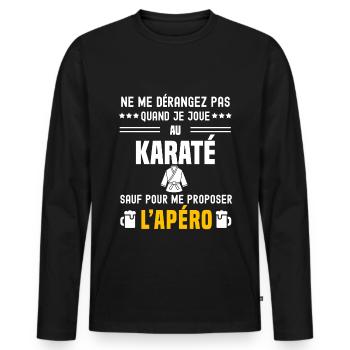 karaté karategi ne dérangez pas sauf apéro - T-shirt manches longues Premium bio Homme - noir - Devant - Nico (187cm)