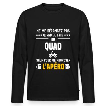 quad ne dérangez pas sauf apéro - T-shirt manches longues Premium bio Homme - noir - Devant - Nico (187cm)