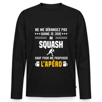 squash ne dérangez pas sauf apéro - T-shirt manches longues Premium bio Homme - noir - Devant - Nico (187cm)