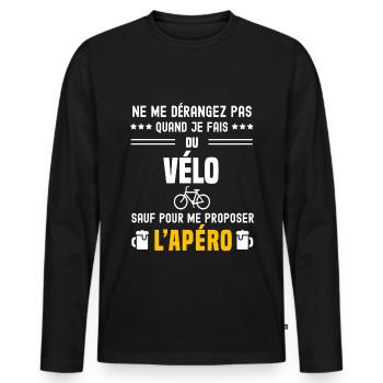 vélo ne dérangez pas sauf apéro - T-shirt manches longues Premium bio Homme - noir - Devant - Nico (187cm)