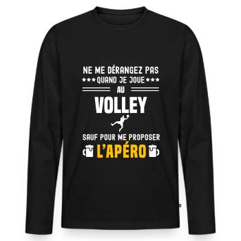 volley volleyball ne dérangez pas sauf apéro - T-shirt manches longues Premium bio Homme - noir - Devant - Nico (187cm)