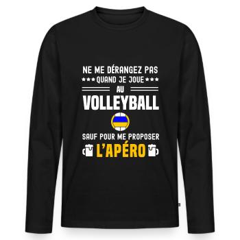 volleyball ne dérangez pas sauf apéro - T-shirt manches longues Premium bio Homme - noir - Devant - Nico (187cm)