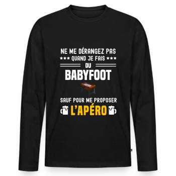 babyfoot ne dérangez pas sauf apéro - T-shirt manches longues Premium bio Homme - noir - Devant - Nico (187cm)