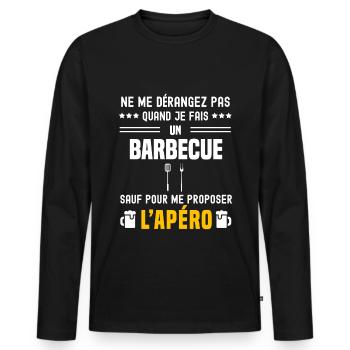 barbecue ustensiles ne dérangez pas sauf apéro - T-shirt manches longues Premium bio Homme - noir - Devant - Nico (187cm)