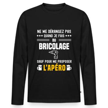 bricolage perceuse ne dérangez pas sauf apéro - T-shirt manches longues Premium bio Homme - noir - Devant - Nico (187cm)