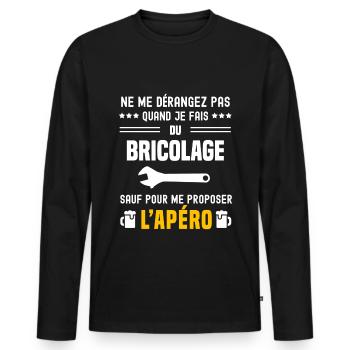 bricolage clé molette ne dérangez pas sauf apéro - T-shirt manches longues Premium bio Homme - noir - Devant - Nico (187cm)