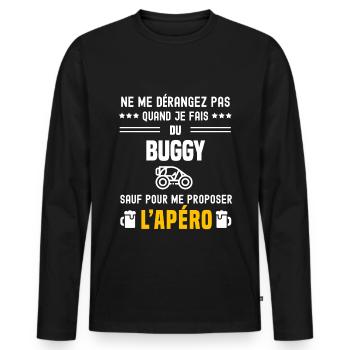 buggy ne dérangez pas sauf apéro - T-shirt manches longues Premium bio Homme - noir - Devant - Nico (187cm)
