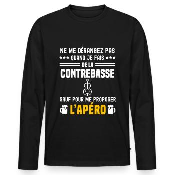 contrebasse ne dérangez pas sauf apéro - T-shirt manches longues Premium bio Homme - noir - Devant - Nico (187cm)