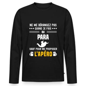 para ne dérangez pas sauf apéro - T-shirt manches longues Premium bio Homme - noir - Devant - Nico (187cm)