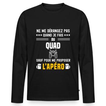 quad ne dérangez pas sauf apéro - T-shirt manches longues Premium bio Homme - noir - Devant - Nico (187cm)