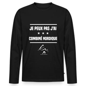 Je Peux Pas J'ai combiné nordique humour skieur - T-shirt manches longues Premium bio Homme - noir - Devant - Nico (187cm)
