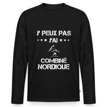 Je peux pas j'ai combiné nordique cadeau skieur - T-shirt manches longues Premium bio Homme - noir - Devant - Nico (187cm)