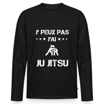 Je peux pas j'ai ju jitsu cadeau judoka - T-shirt manches longues Premium bio Homme - noir - Devant - Nico (187cm)