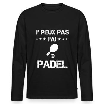 Je peux pas j'ai padel raquette cadeau padeliste - T-shirt manches longues Premium bio Homme - noir - Devant - Nico (187cm)