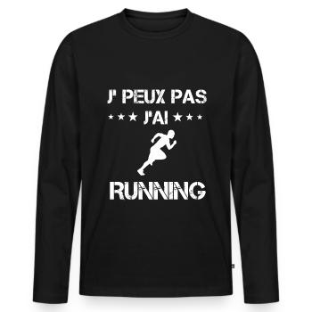 Je peux pas j'ai running cadeau coureur - T-shirt manches longues Premium bio Homme - noir - Devant - Nico (187cm)