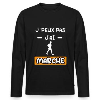 je peux pas j'ai marche cadeau marche - T-shirt manches longues Premium bio Homme - noir - Devant - Nico (187cm)
