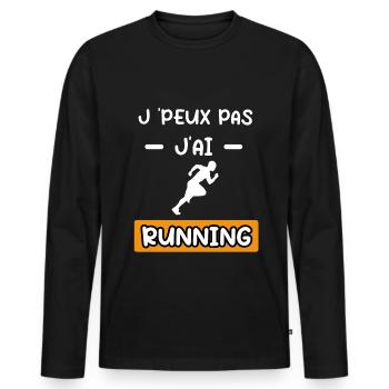 je peux pas j'ai running cadeau running - T-shirt manches longues Premium bio Homme - noir - Devant - Nico (187cm)