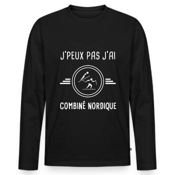 ski je peux pas j'ai combiné nordique skieur - T-shirt manches longues Premium bio Homme - noir - Devant - Nico (187cm)
