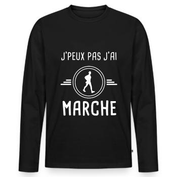 marche je peux pas j'ai marche marcheur - T-shirt manches longues Premium bio Homme - noir - Devant - Nico (187cm)