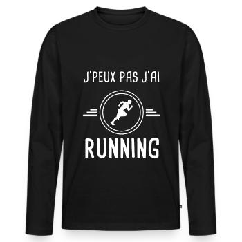 running je peux pas j'ai running coureur - T-shirt manches longues Premium bio Homme - noir - Devant - Nico (187cm)
