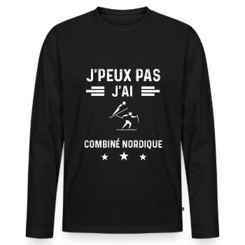 skieur je peux pas j'ai combiné nordique - T-shirt manches longues Premium bio Homme - noir - Devant - Nico (187cm)