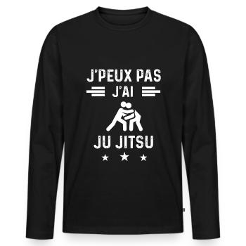 judoka je peux pas j'ai ju jitsu - T-shirt manches longues Premium bio Homme - noir - Devant - Nico (187cm)