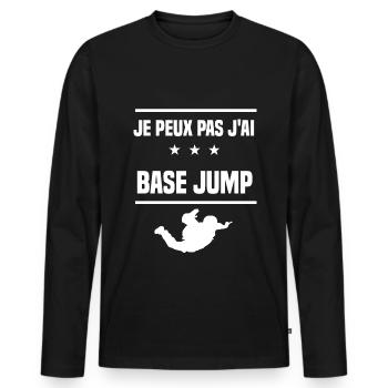 je peux pas j'ai base jump humour saut élastique - T-shirt manches longues Premium bio Homme - noir - Devant - Nico (187cm)