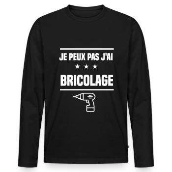 je peux pas j'ai bricolage perceuse bricoleur - T-shirt manches longues Premium bio Homme - noir - Devant - Nico (187cm)