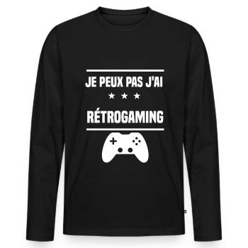 je peux pas j'ai rétrogaming humour gameur - T-shirt manches longues Premium bio Homme - noir - Devant - Nico (187cm)