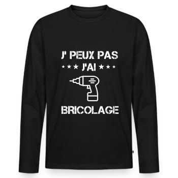 je peux pas j'ai bricolage perceuse cadeau - T-shirt manches longues Premium bio Homme - noir - Devant - Nico (187cm)
