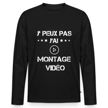 je peux pas j'ai montage vidéo cadeau vidéo - T-shirt manches longues Premium bio Homme - noir - Devant - Nico (187cm)