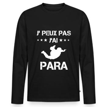 je peux pas j'ai para cadeau parachutiste - T-shirt manches longues Premium bio Homme - noir - Devant - Nico (187cm)