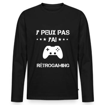 je peux pas j'ai rétrogaming cadeau gameur - T-shirt manches longues Premium bio Homme - noir - Devant - Nico (187cm)