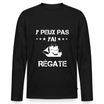je peux pas j'ai régate cadeau bateau - T-shirt manches longues Premium bio Homme - noir - Devant - Nico (187cm)