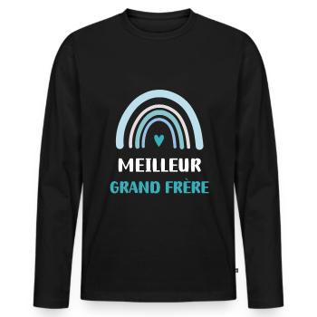 Best Rainbow Big Brother - Men's Premium Organic Long Sleeve Shirt - black - Front - Nico (187cm)